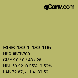 カラーコード: RGB 183.1 183 105 | qconv.com