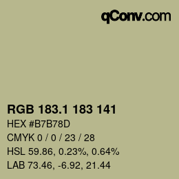 カラーコード: RGB 183.1 183 141 | qconv.com