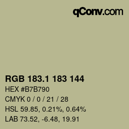 カラーコード: RGB 183.1 183 144 | qconv.com