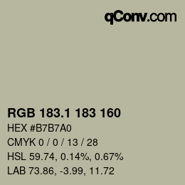 カラーコード: RGB 183.1 183 160 | qconv.com