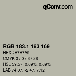 Color code: RGB 183.1 183 169 | qconv.com