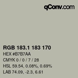 Color code: RGB 183.1 183 170 | qconv.com