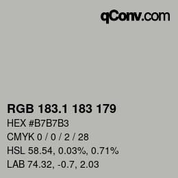 Color code: RGB 183.1 183 179 | qconv.com