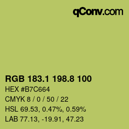 カラーコード: RGB 183.1 198.8 100 | qconv.com