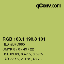 カラーコード: RGB 183.1 198.8 101 | qconv.com