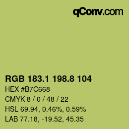 カラーコード: RGB 183.1 198.8 104 | qconv.com