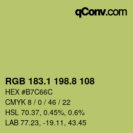 カラーコード: RGB 183.1 198.8 108 | qconv.com