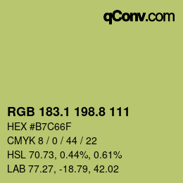 カラーコード: RGB 183.1 198.8 111 | qconv.com