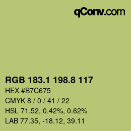 カラーコード: RGB 183.1 198.8 117 | qconv.com