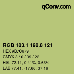 カラーコード: RGB 183.1 198.8 121 | qconv.com