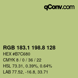 カラーコード: RGB 183.1 198.8 128 | qconv.com