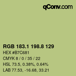 カラーコード: RGB 183.1 198.8 129 | qconv.com
