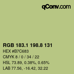 カラーコード: RGB 183.1 198.8 131 | qconv.com