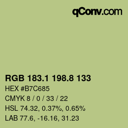 カラーコード: RGB 183.1 198.8 133 | qconv.com