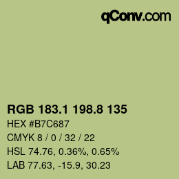 カラーコード: RGB 183.1 198.8 135 | qconv.com