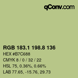 カラーコード: RGB 183.1 198.8 136 | qconv.com