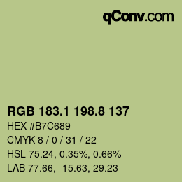 Color code: RGB 183.1 198.8 137 | qconv.com