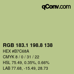 カラーコード: RGB 183.1 198.8 138 | qconv.com