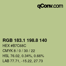 カラーコード: RGB 183.1 198.8 140 | qconv.com