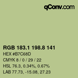 Color code: RGB 183.1 198.8 141 | qconv.com