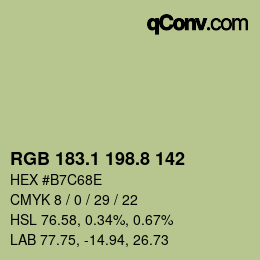 Color code: RGB 183.1 198.8 142 | qconv.com