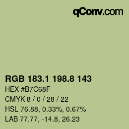 カラーコード: RGB 183.1 198.8 143 | qconv.com