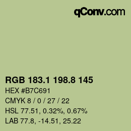 カラーコード: RGB 183.1 198.8 145 | qconv.com