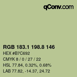 Color code: RGB 183.1 198.8 146 | qconv.com