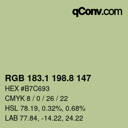 カラーコード: RGB 183.1 198.8 147 | qconv.com