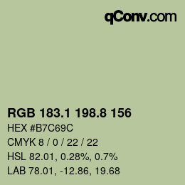 Color code: RGB 183.1 198.8 156 | qconv.com