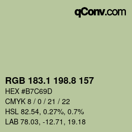 Color code: RGB 183.1 198.8 157 | qconv.com