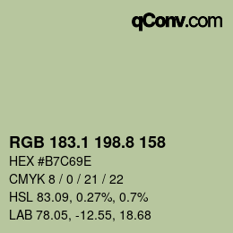 Farbcode: RGB 183.1 198.8 158 | qconv.com