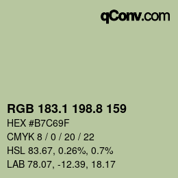カラーコード: RGB 183.1 198.8 159 | qconv.com