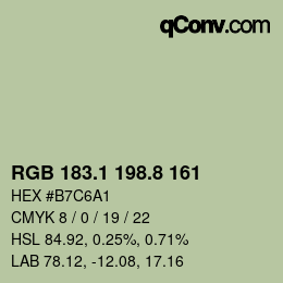 カラーコード: RGB 183.1 198.8 161 | qconv.com