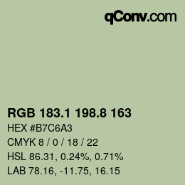 Farbcode: RGB 183.1 198.8 163 | qconv.com