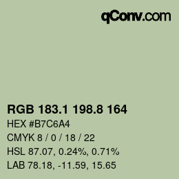 Color code: RGB 183.1 198.8 164 | qconv.com