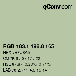 カラーコード: RGB 183.1 198.8 165 | qconv.com