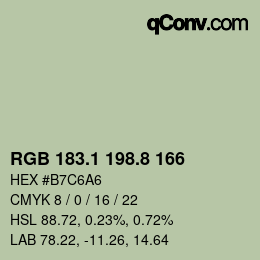 カラーコード: RGB 183.1 198.8 166 | qconv.com