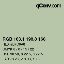 Código de color: RGB 183.1 198.8 168 | qconv.com