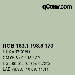 Color code: RGB 183.1 198.8 173 | qconv.com
