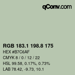 カラーコード: RGB 183.1 198.8 175 | qconv.com