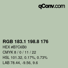カラーコード: RGB 183.1 198.8 176 | qconv.com