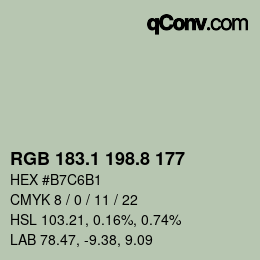 Color code: RGB 183.1 198.8 177 | qconv.com