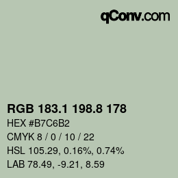 Color code: RGB 183.1 198.8 178 | qconv.com