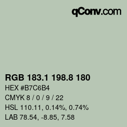 カラーコード: RGB 183.1 198.8 180 | qconv.com