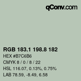 Color code: RGB 183.1 198.8 182 | qconv.com