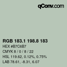 Color code: RGB 183.1 198.8 183 | qconv.com