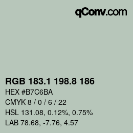 カラーコード: RGB 183.1 198.8 186 | qconv.com