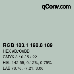 カラーコード: RGB 183.1 198.8 189 | qconv.com
