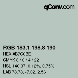 Color code: RGB 183.1 198.8 190 | qconv.com